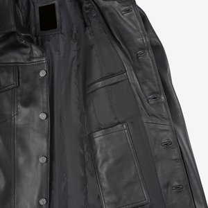 Chaqueta RTS de venta caliente con logotipo personalizado, negra, con botones, para hombre, estilo vintage, de cuero, de alta calidad, para invierno. - Product Image 5