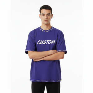 Camiseta Morada Extra Grande para Hombre, Jersey Liso con Cuello Redondo, Estampado Personalizado, Ropa Urbana - Product Image 4