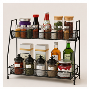 Étagère à épices en métal à 2 niveaux pour comptoir de cuisine, support à assaisonnements en fer pour garde-manger et armoires, au prix le plus bas - Product Image 6