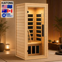 Sauna Kayu Kaitong Full Spectrum untuk 1, 2, atau 3 Orang dengan Pemanas Inframerah Jauh dan Terapi Cahaya Merah, Ruang Sauna Inframerah Dalam Ruangan