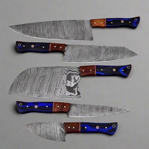 Ensemble de 5 couteaux de cuisine en acier Damas à 67 couches, style Viking, faits à la main, couteaux de chef ambidextres, manches en bois, pour une cuisson professionnelle - Product Image 4