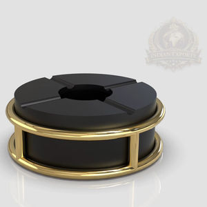 Cenicero redondo de lujo Qatar Gold, cenicero de metal Doha, cenicero redondo de lujo Kuwait, cenicero negro dorado, cenicero premium para cigarros - Product Image 1