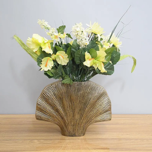 Gold Metal <b>Decorative</b> <b>Vase</b> | Textured Shell Design Flower <b>Vase</b> for Home & Table Decor - Product Image 6