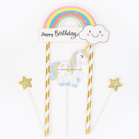 Einhorn Tortendekoration Happy Birthday Abschlussfeier Regenbogen Banner Papier Anpassbare Farbe & Form DIY Party Dekorations-Set