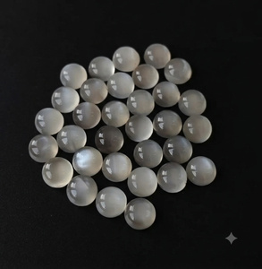 Piedra lunar gris natural AAA, forma redonda, cabujón, parte trasera plana, piedra preciosa suelta para la fabricación de joyas - Product Image 4