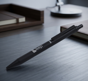 Tendance Uniflow rouleau stylo à bille mat noir corps bouton de presse 0.5mm largeur d'écriture métal école fournitures de bureau couleur bleue - Product Image 1