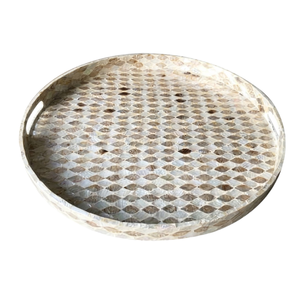 Refined Design Mother of Pearl Inlay Serving Tray Handcrafted Decorative Platter for Stylish <b>Table</b> <b>Storage</b> - Product Image 1