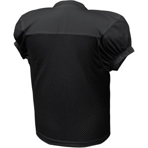 Maillot de football américain noir col en V manches courtes maille respirante unisexe adulte vêtement de sport coupe classique 100% polyester - Product Image 2
