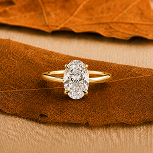 Bague de fiançailles classique de luxe pour femme avec diamant ovale de 3 carats créé en laboratoire, or 14K 10K, certifiée IGI, cadeau de mariage ou d'anniversaire - Product Image 1
