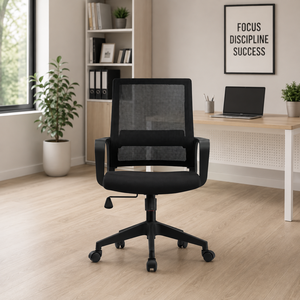 เก้าอี้สำนักงาน AY Office System รุ่น Ergonomic Mesh สำหรับใช้ในบ้าน พร้อมที่วางแขนแบบคงที่ สีดำ ดีไซน์ทันสมัย ปรับหมุนได้ ปรับความสูงได้ ปรับเอนได้ - Product Image 1