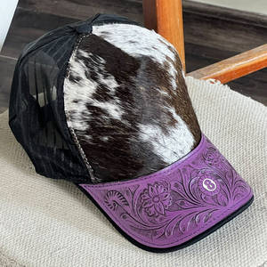 Gorra de Cuero Vacuno Genuino Hecha a Mano de Alta Calidad con Visera Floral, Diseño de Béisbol, Cierre a Presión, para Hombre y Mujer - Product Image 5