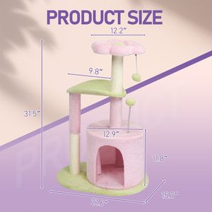 Torre per Gatti da 33 Pollici con Piattaforme Multi-Livello, Tiragraffi e Letti Imbottiti per Gatti - Product Image 3