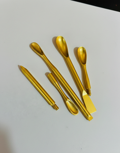 Ensemble de cuillères en acier inoxydable plaqué or pour shilajit, outil multifonctionnel, spatule de mesure pour résine de shilajit, outil ayurvédique - Product Image 1