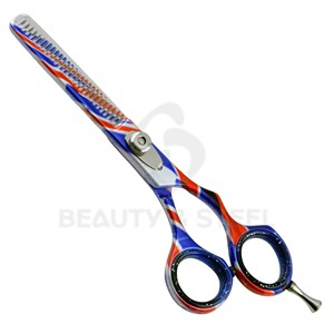 Ciseaux de coiffure professionnels avec motif floral vert, lame légère et squelettée pour une coupe précise en salon - Product Image 2