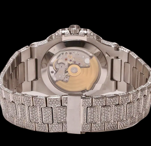 Reloj de Moissanita con Incrustaciones de Diamantes, Estilo Hip Hop, Reloj de Lujo con Movimiento de Cuarzo de Acero Inoxidable, Estilo Rapero, Reloj Impresionante - Product Image 2