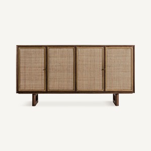 Buffet moderne en teck et rotin avec portes en cannage naturel – Console de rangement de luxe pour salon, hôtel et villa - Product Image 2