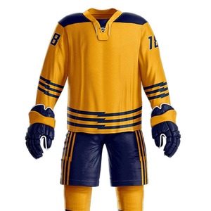 Ensembles d'uniformes de hockey sur glace unisexes de qualité supérieure, 100 % polyester, séchage rapide, respirant, nom d'équipe personnalisé, prix de gros - Product Image 3
