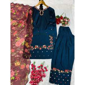 ชุดสูทปาร์ตี้สำหรับผู้หญิงดีไซน์เนอร์พร้อม Dupatta แฟนซี - Product Image 4