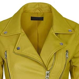 Women's PIHA SPORTS Original Leather Jacket (<b>3</b> Colors) Biker Jacket Zip Pockets Windproof Lightweight Regular Coat for Winter - Product Image 2
