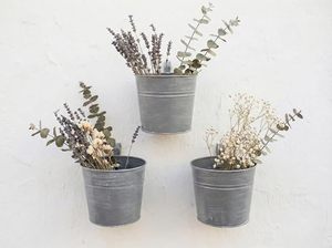 Pots à fleurs en acier galvanisé à fixer au mur - Design Art Déco et rustique, légers pour une utilisation intérieure/extérieure, balcon et décoration intérieure - Product Image 4