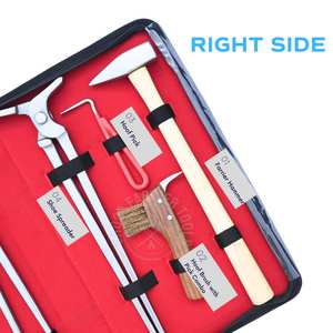 Juego de herramientas profesionales para herrador: Extractor de clavos, abridor de calzado, martillo de calzado, enganchador de clavos, cepillo de limpieza, gancho recogedor - Product Image 3