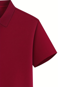 Custom Men's Short Sleeve Polo Shirt Maroon Breathable Anti-Wrinkle Oeko-<b>Tex</b> Certified Polyester Work Fashion Uniform Logo - Product Image 5