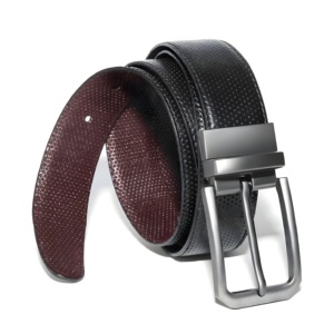 Cinturón Reversible de Cuero Premium para Hombre, Textura Granulada, Duradero, para Atuendos Casuales, Ajuste Cómodo, Hebilla Ajustable, Estilo Formal Elegante - Product Image 4