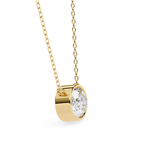 Collar con Colgante Minimalista de Oro Sólido de 14K con Diamante de Laboratorio de Corte Ovalado de 2 CT, Certificado IGI, con Engaste en Bisel, para Mujer, Regalo para Fiestas - Product Image 4