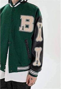 Chaqueta Bomber Varsity para Hombre, Tejida, con Logotipo del Equipo Personalizado Bordado, Cierre de Botones a Presión, Cuello, Puños y Cintura Acanalados - Product Image 3