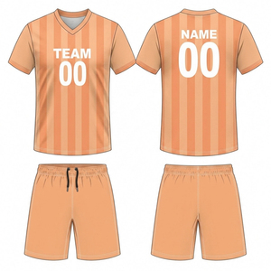 Maillot de football rayé à col en V, uniforme d'équipe personnalisé, kit de football avec nom et numéro, maillot de football à manches courtes, uniforme de football personnalisé - Product Image 2