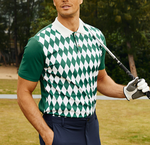 Polo homme de haute qualité, motif géométrique losange, pour le sport en plein air, tennis, golf, anti-transpiration - Product Image 2