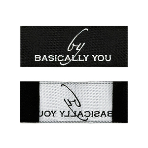 Etiquetas de Estilo Premium de Alta Calidad, Personalizadas, Cosidas, Cortadas con Láser, con Puntas Plegadas, Tejidas, de Damasco, Rectangulares, Personalizables, Lavables, para Prendas - Product Image 1