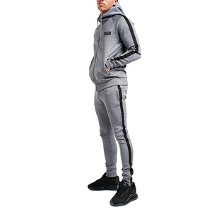 Wholesale Sportswear Stripped Tracksuits Zipper Hoodies With Matching Track Pants Custom Sweat Suits - Product Image 1