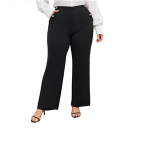 Pantalones de Vestir de Pierna Ancha para Mujer, a la Moda, de Cintura Alta, Transpirables, para Trabajo, OEM ODM - Product Image 4