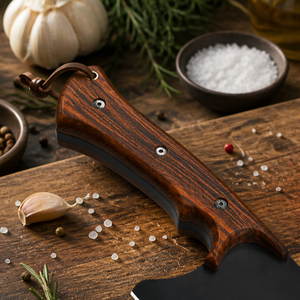 Cuchillo de Cocina Moderno Ambidiestro Hecho a Mano con Hoja de Acero al Carbono (6 Pulgadas), Apto para Lavavajillas, Mango de Madera y Funda de Cuero - Product Image 2