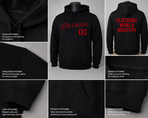 เสื้อฮู้ดผ้าฟลีซสีดำแบบกำหนดเอง รุ่นจำลองชาย โพลีเอสเตอร์ 100% มุมมองด้านหน้าและด้านหลัง สำหรับงานออกแบบและแสดงผลในอุตสาหกรรมเสื้อผ้า - Product Image 6