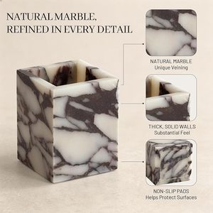 Porta Brochas de Maquillaje de Mármol de Lujo a Precio Accesible para Organización de Cosméticos y Decoración Elegante del Hogar - Product Image 3