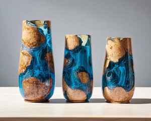 Handmade Burl Wood & Resin <b>Vase</b>: Rustic Modern Home Decor - Product Image 5