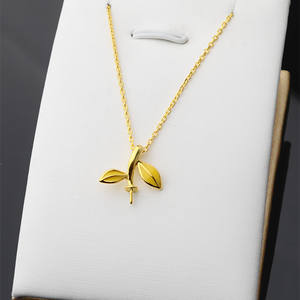 Collier pendentif pomme en argent S925 pour femme, bijoux en perles tendance, accessoire de bricolage, chaîne de clavicule vide, couvre-feuille pour tous - Product Image 2