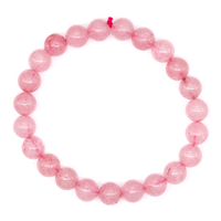 Bracelet en perles de quartz rose unisexe de qualité supérieure, 8 mm, pierre naturelle, style Feng Shui, thématique Amour, poli, pour la guérison