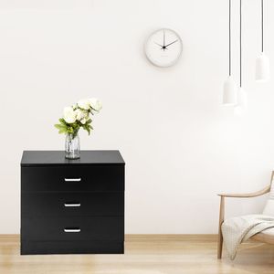 Comodino Moderno e Semplice a 3 Cassetti Nero Assemblato con Funzione di Ricarica Wireless Intelligente - Product Image 3