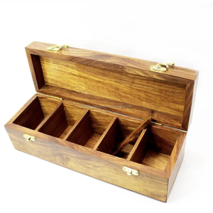 Boîte à sel en bois avec cuillère Récipient de stockage d'assaisonnement d'épices Pots à condiments avec émerillon - Product Image 5