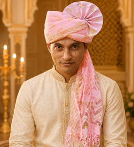 Turbante Barati Rosa al por Mayor, Safa Pagdi para Invitados de Boda, Accesorio Tradicional Indio para Novios con Acabado de Tela Elegante - Product Image 4