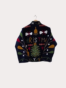 Chaqueta Bomber de Terciopelo Bordada a Mano para Navidad, Manga Larga, Cuello Alto, Chaqueta de Invierno Tejida para Adultos con Patrón de Personajes - Product Image 3