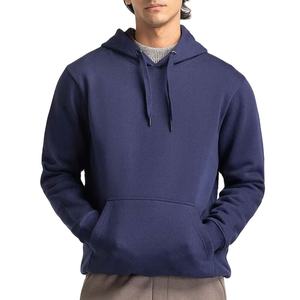 Sudadera con capucha de lana térmica de mezcla de algodón básico con logotipo personalizado para hombre, sudadera de otoño e invierno con patrón sólido - Product Image 2