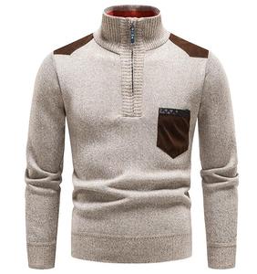 New <b>Men</b> Knitted Sweater Autumn Winter Knitwear Long Sleeve <b>Turtleneck</b> Zipper Neck Male Pullover Sweatshirt Outerwear - Product Image 3