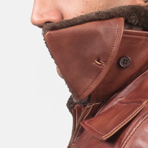 High Quality Designs Casual Slim Plus Size <b>Men's</b> <b>Brown</b> <b>Leather</b> Winter <b>Jacket</b> Windproof Stand Collar Plain Solid with Logo - Product Image 6