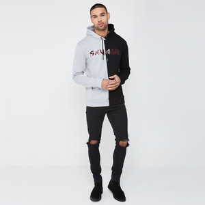 Squale <b>Men's</b> 100% Cotton Eco-Friendly Pocket Front Print Hoodie <b>Grey</b> Black Regular Fit Casual <b>Sweatshirt</b> Winter Streetwear - Product Image 5