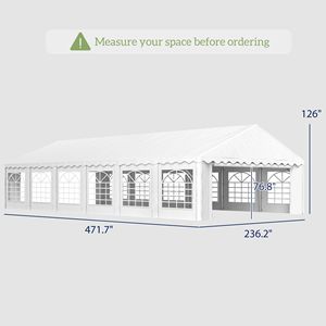 Tenda per Feste in PVC e Poliestere Bianca 40FT X 20FT con Pareti Laterali Rimovibili e 12 Finestre per Matrimoni ed Eventi BBQ - Product Image 3
