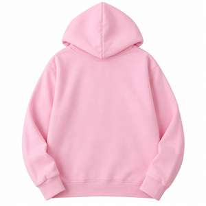 <b>Women's</b> <b>Pink</b> Solid Hooded Sweatshirt Long Sleeve Pullover <b>Hoodie</b> with Kangaroo Pocket Casual Autumn Top - Product Image 5